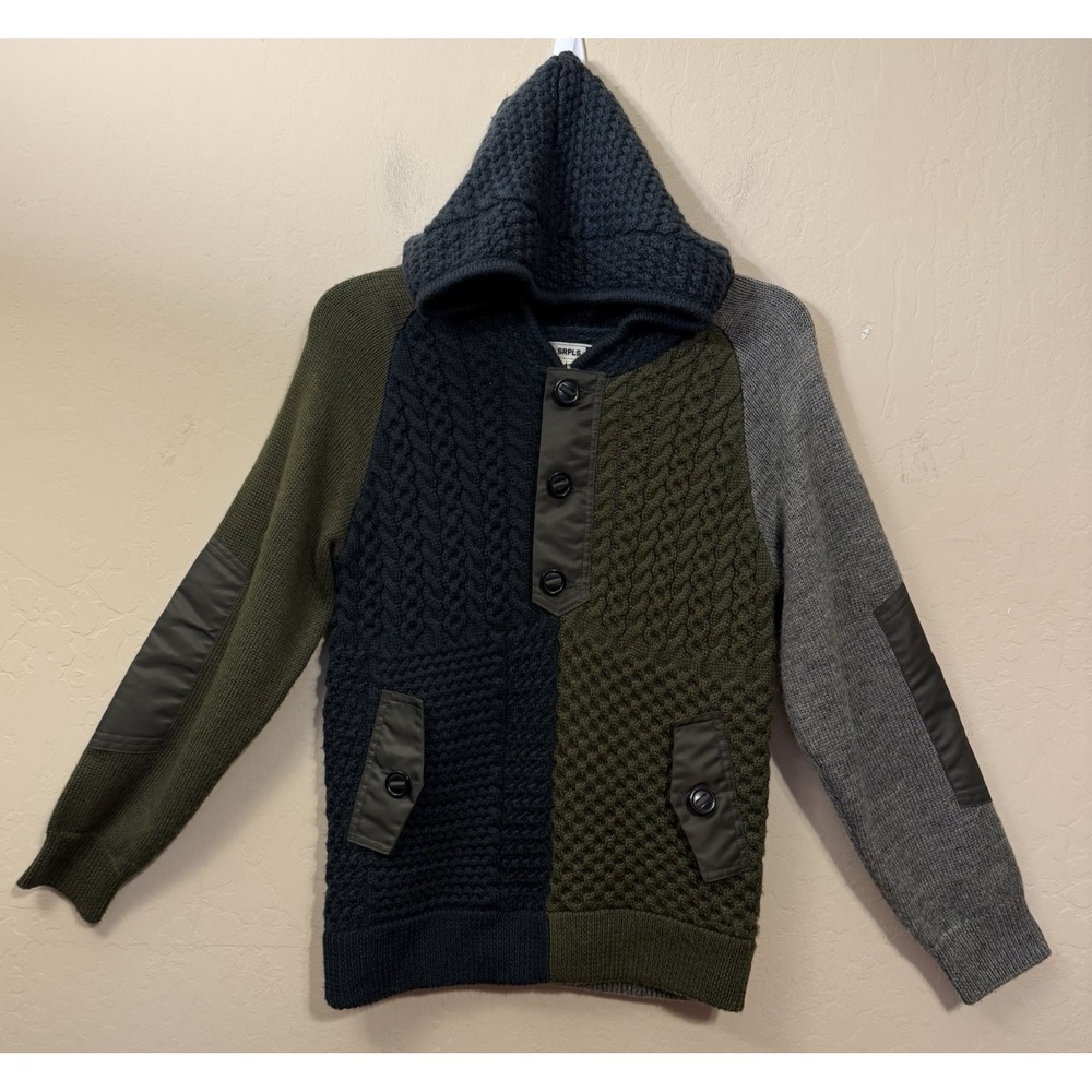 Zara SRPLS Pullover Sweater Kids 12-13 years Hooded Colorblock Wool Blend Chunky
